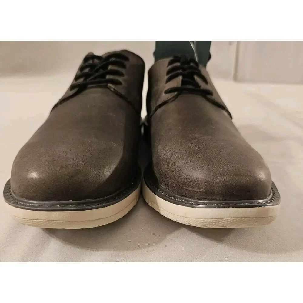 TOMS Men's Navi Water Resistant Smoke Grey Leather Oxford Dress Shoe sz 7‎